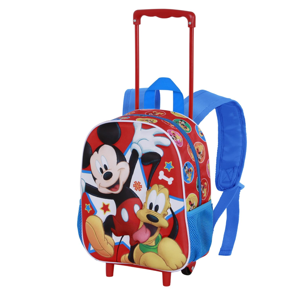 Zaino Asilo Trolley 3d Topolino e Pluto DISNEY Zainetto 34 CM con Carrello per Scuola Materna - 08449