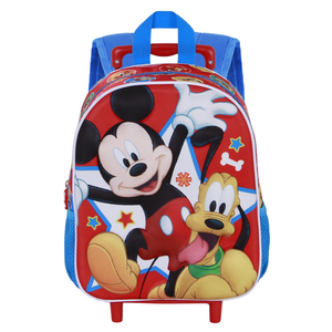 Zaino Asilo Trolley 3d Topolino e Pluto DISNEY Zainetto 34 CM con Carrello per Scuola Materna - 08449