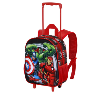 Zaino Asilo Trolley 3d Avengers MARVEL Zainetto 34 CM con Carrello per Scuola Materna - 08452