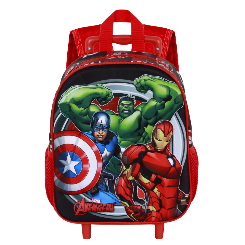 Zaino Asilo Trolley 3d Avengers MARVEL Zainetto 34 CM con Carrello per Scuola Materna - 08452