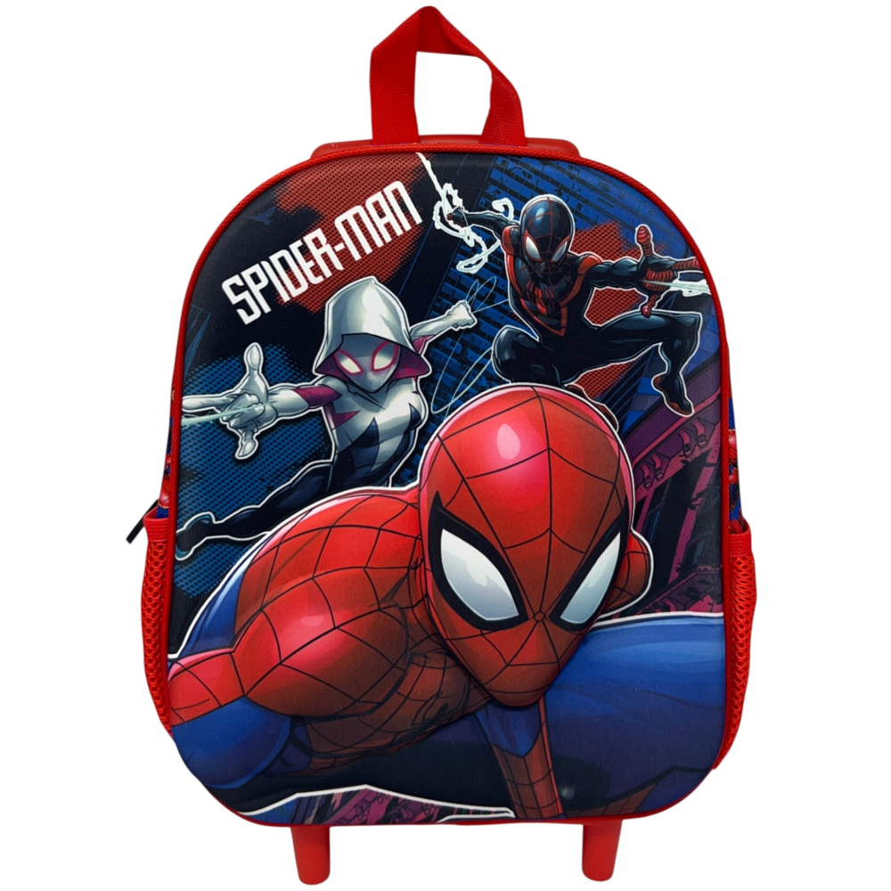 Zaino Asilo Trolley 3d Spiderman MARVEL Borsa 34 CM con Carrello per Scuola Materna - 07465