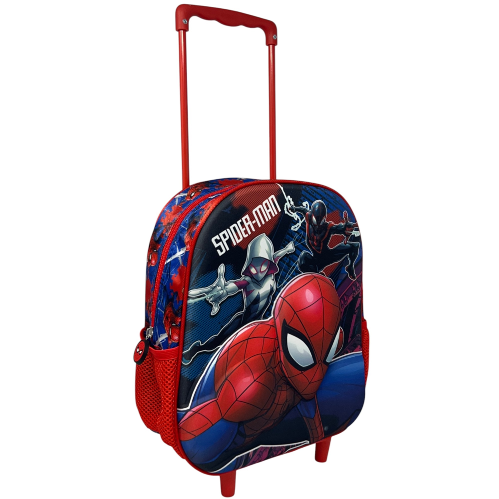 Zaino Asilo Trolley 3d Spiderman MARVEL Borsa 34 CM con Carrello per Scuola Materna - 07465