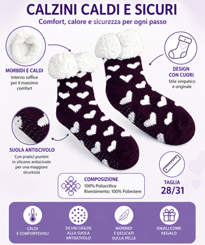 Calze Norvegesi Calzini Antiscivolo con Suola in ABS Foderate Taglie 28/35 - 0132
