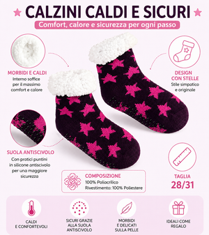 Calze Norvegesi Calzini Antiscivolo con Suola in ABS Foderate Taglie 28/35 - 0148