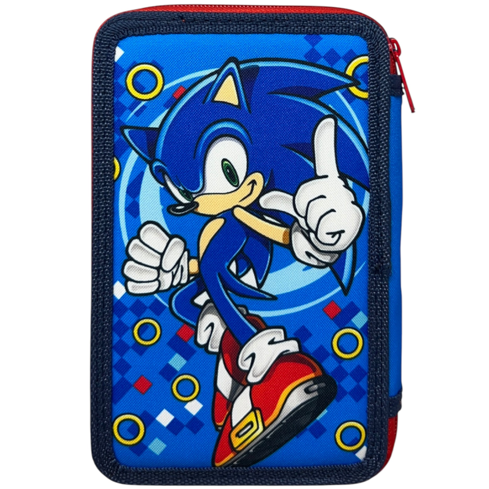 Astuccio Multiscomparto Sonic the Hedgehog 3 Zip per la Scuola Portacolori Giotto - Son36-5337