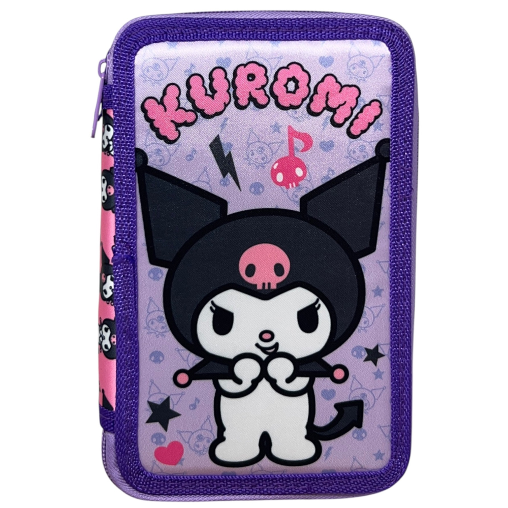 Astuccio 3 Zip Scuola Kuromi Multiscomparto Portacolori Giotto - 1004e4251