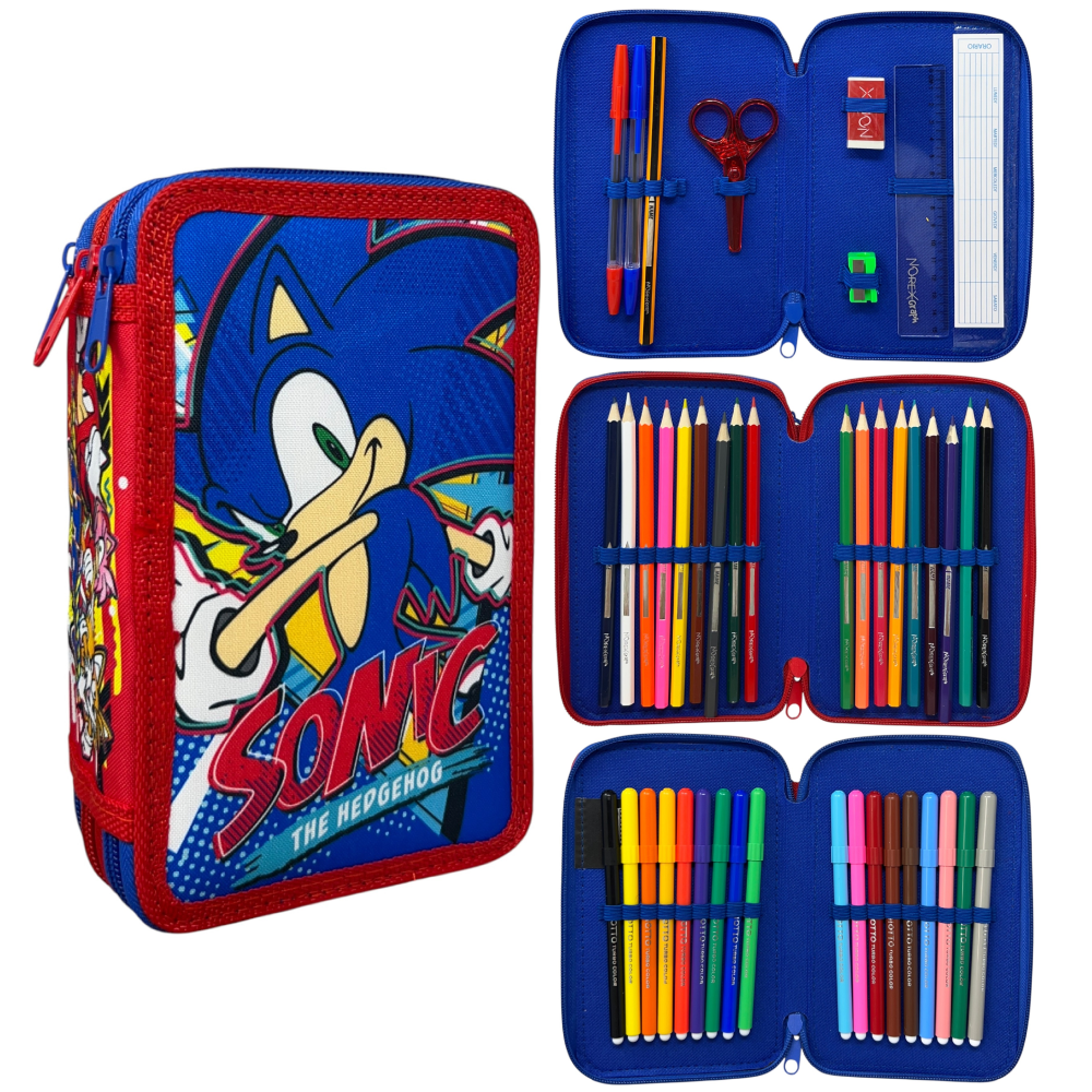 Astuccio 3 Zip Scuola Sonic Multiscomparto Portacolori Giotto - 1004e4236