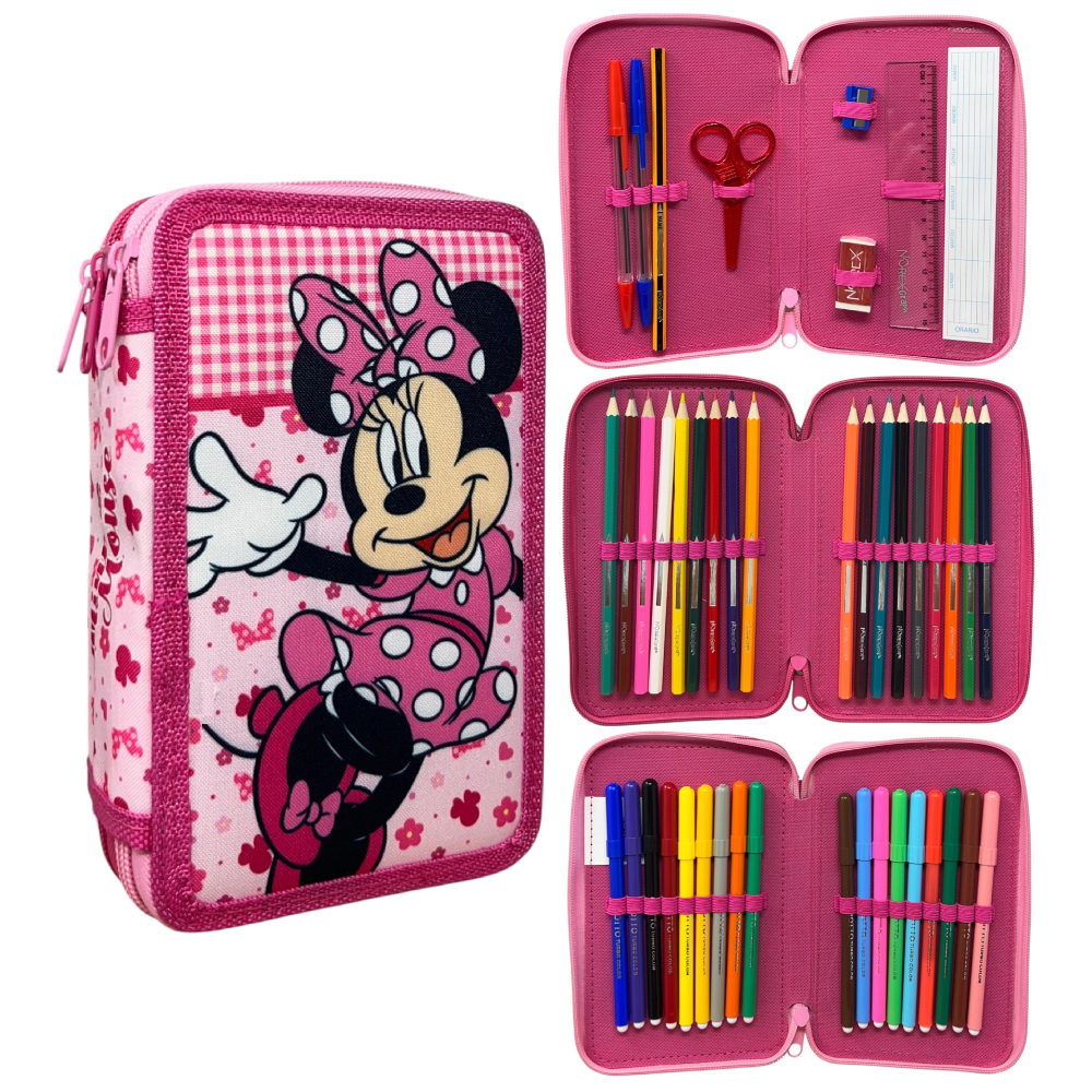 Astuccio Multiscomparto Minnie DISNEY 3 Zip per la Scuola Portacolori Giotto - 000565225