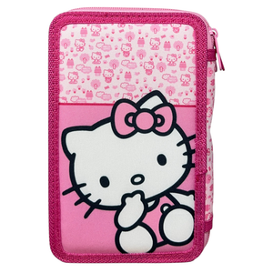Astuccio Multiscomparto Hello Kitty Sanrio 3 Zip per la Scuola Portacolori Giotto - Hk36-5414