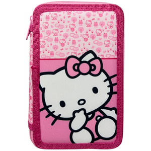 Astuccio Multiscomparto Hello Kitty Sanrio 3 Zip per la Scuola Portacolori Giotto - Hk36-5414