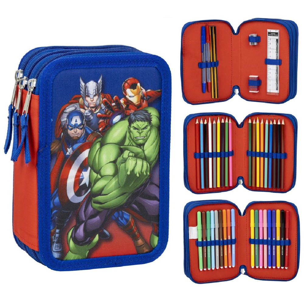 Astuccio Scuola Avengers MARVEL Multiscomparto 3 Zip Portacolori Giotto - 1258