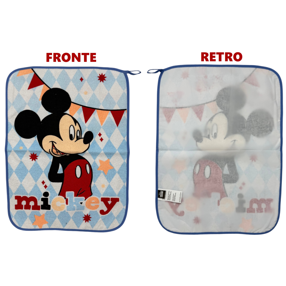 Set Asilo 3 Pezzi Topolino DISNEY Bavetta con Elastico Tovaglietta Sacca - Mic1751