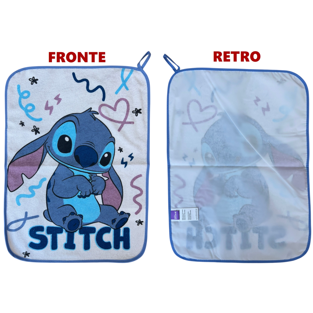Set Asilo 3 Pezzi Stitch DISNEY Bavetta con Elastico Tovaglietta Sacca - Sti1752