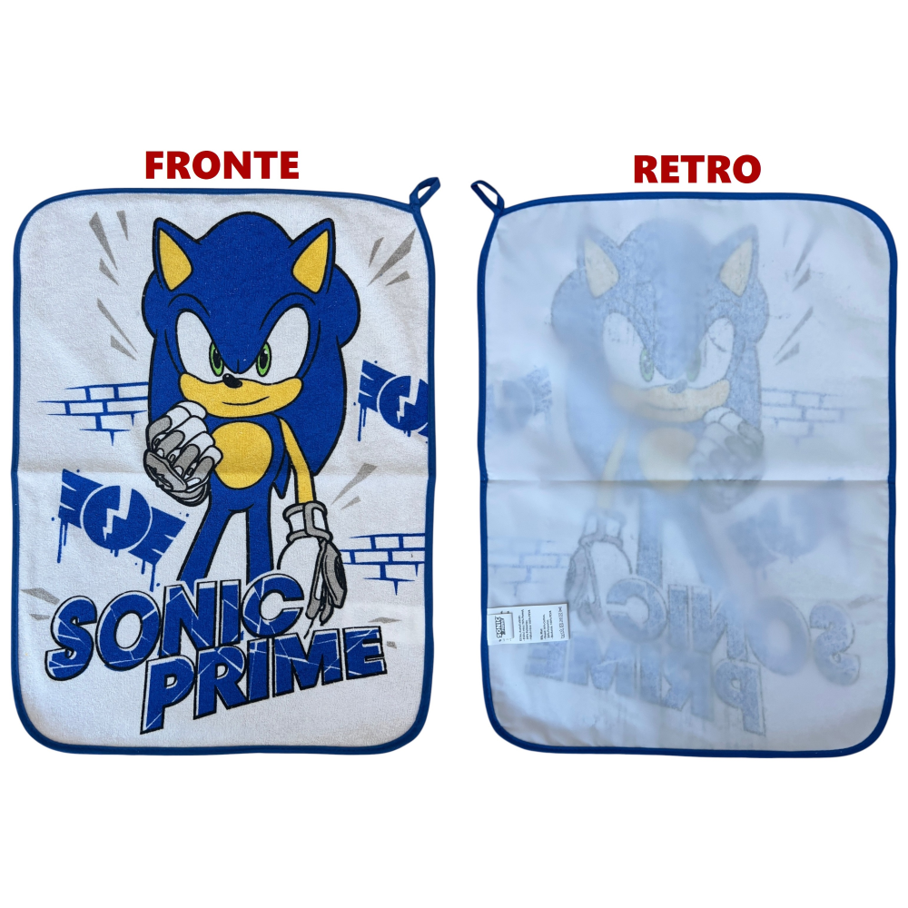 Set Asilo 3 Pezzi Sonic Bavetta con Elastico Tovaglietta Sacca - Scp1759