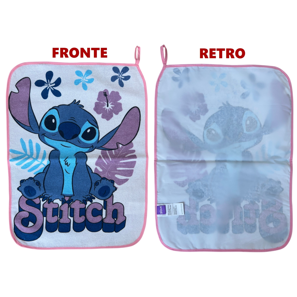 Set Asilo 3 Pezzi Stitch DISNEY Bavetta con Elastico Tovaglietta Sacca - Sti1760