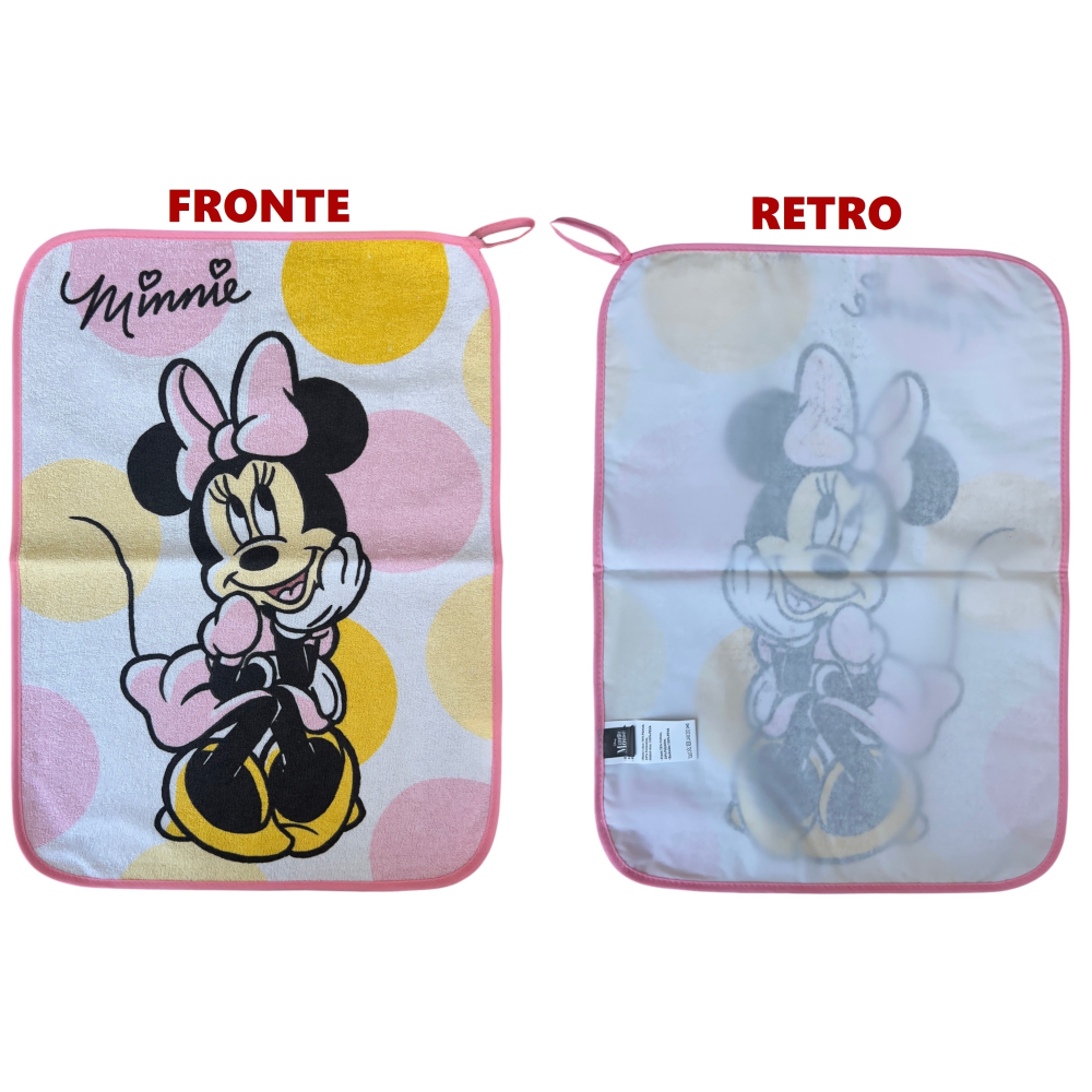 Set Asilo 3 Pezzi Minnie DISNEY Bavetta con Elastico Tovaglietta Sacca - Min1755