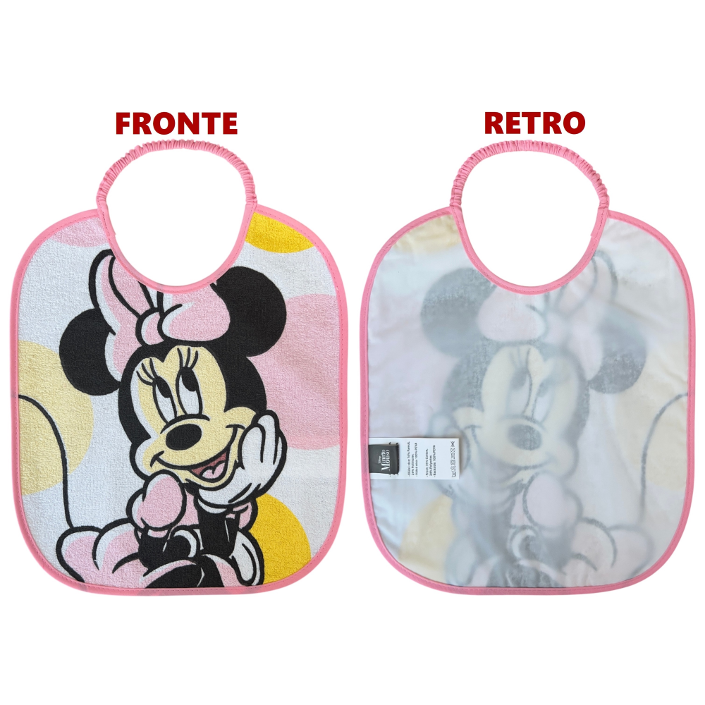 Set Asilo 3 Pezzi Minnie DISNEY Bavetta con Elastico Tovaglietta Sacca - Min1755