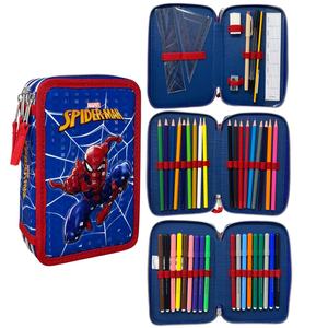 Astuccio Scuola Spiderman MARVEL Multiscomparto 3 Zip Penna Papermate Pennarelli Giotto - Sp1192
