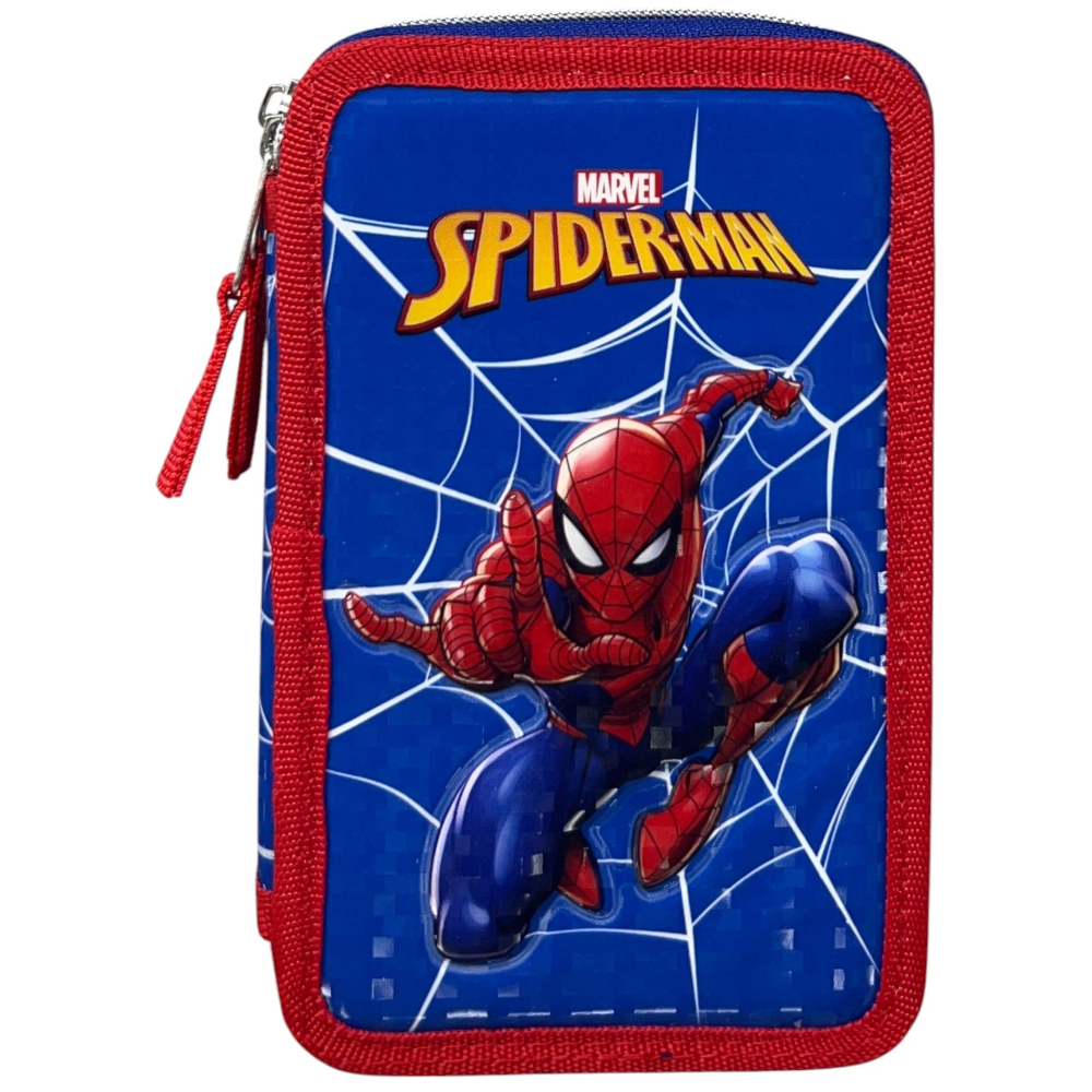 Astuccio Scuola Spiderman MARVEL Multiscomparto 3 Zip Penna Papermate Pennarelli Giotto - Sp1192