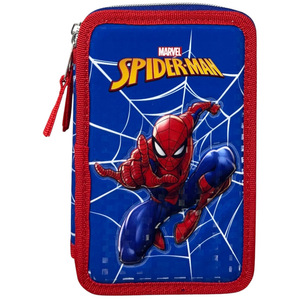 Astuccio Scuola Spiderman MARVEL Multiscomparto 3 Zip Penna Papermate Pennarelli Giotto - Sp1192