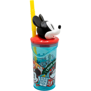 Bicchiere con Cannuccia Topolino DISNEY Personaggio 3d 360 Ml Bpa Free - St81166