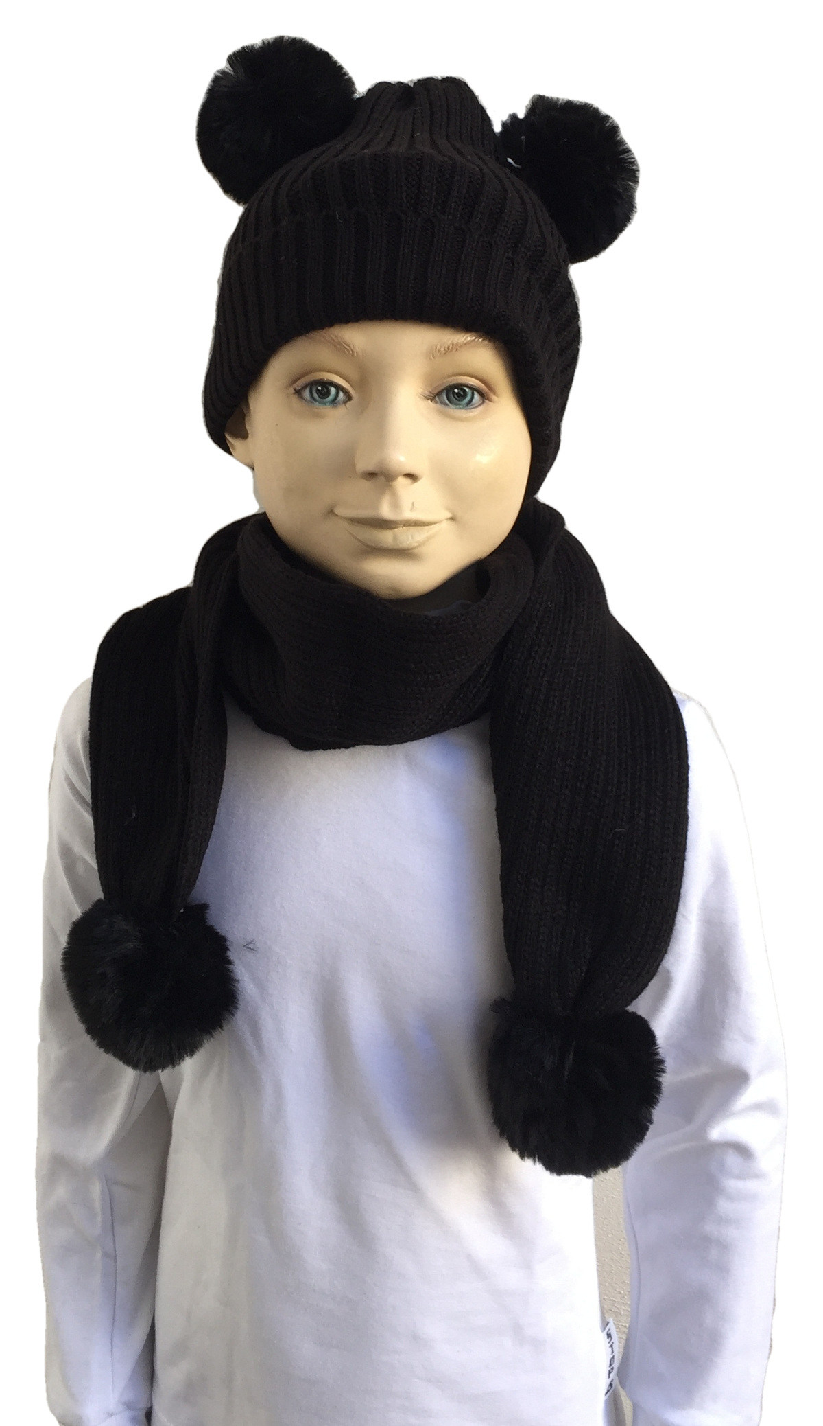 Cappello Invernale 2 Pon Pon + Sciarpa Unisex Taglia Unica - 8144/1