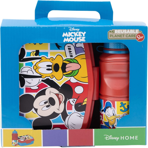 Set Pranzo Topolino DISNEY 2 Pezzi Borraccia 400 Ml Portamerenda - St74373