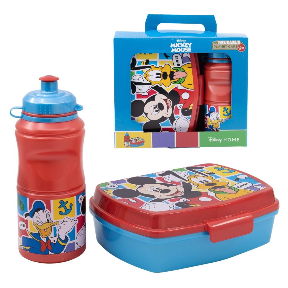 Set Pranzo Topolino DISNEY 2 Pezzi Borraccia 400 Ml Portamerenda - St74373