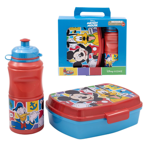 Set Pranzo Topolino DISNEY 2 Pezzi Borraccia 400 Ml Portamerenda - St74373