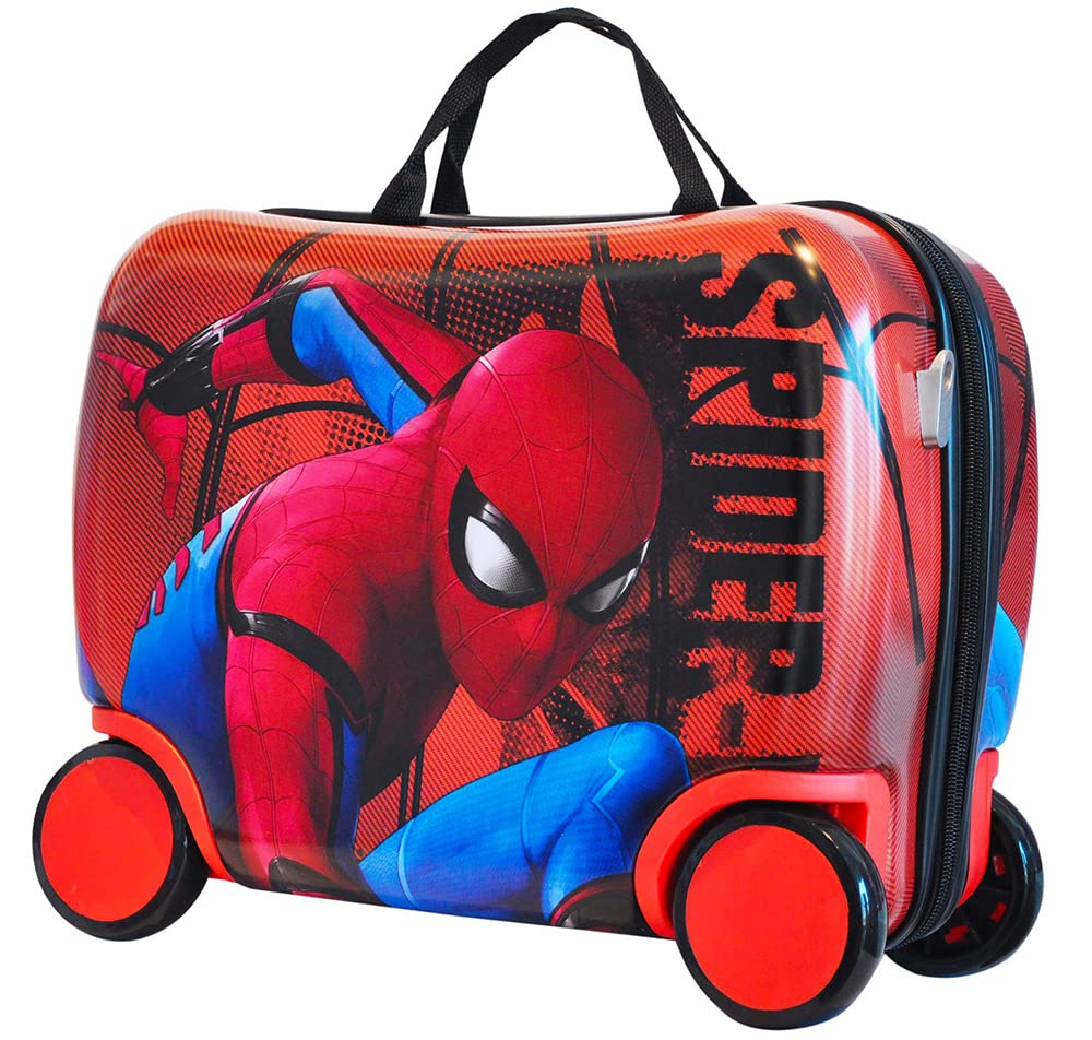 Trolley Spiderman Uomo Ragno MARVEL da Viaggio 4 Ruote Cavalcabile Trainabile Cm. 45x34x22 in ABS - M97704mc
