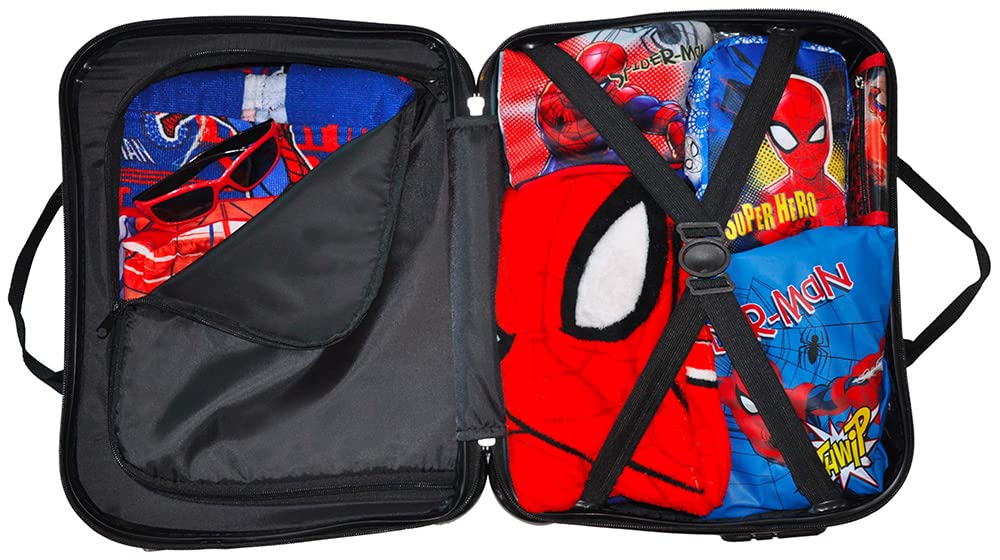 Trolley Spiderman Uomo Ragno MARVEL da Viaggio 4 Ruote Cavalcabile Trainabile Cm. 45x34x22 in ABS - M97704mc