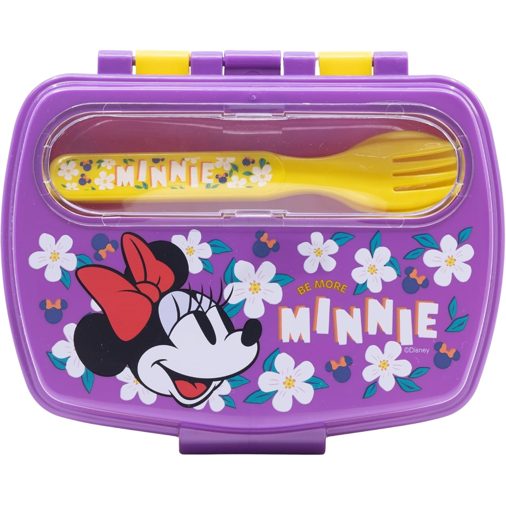 Portamerenda con Posate Minnie DISNEY Forchetta e Cucchiaio Contenitore Portapranzo - St81209