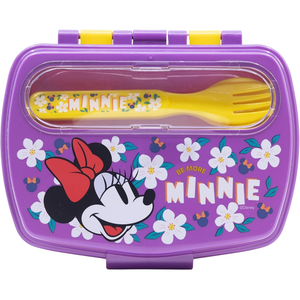 Portamerenda con Posate Minnie DISNEY Forchetta e Cucchiaio Contenitore Portapranzo - St81209