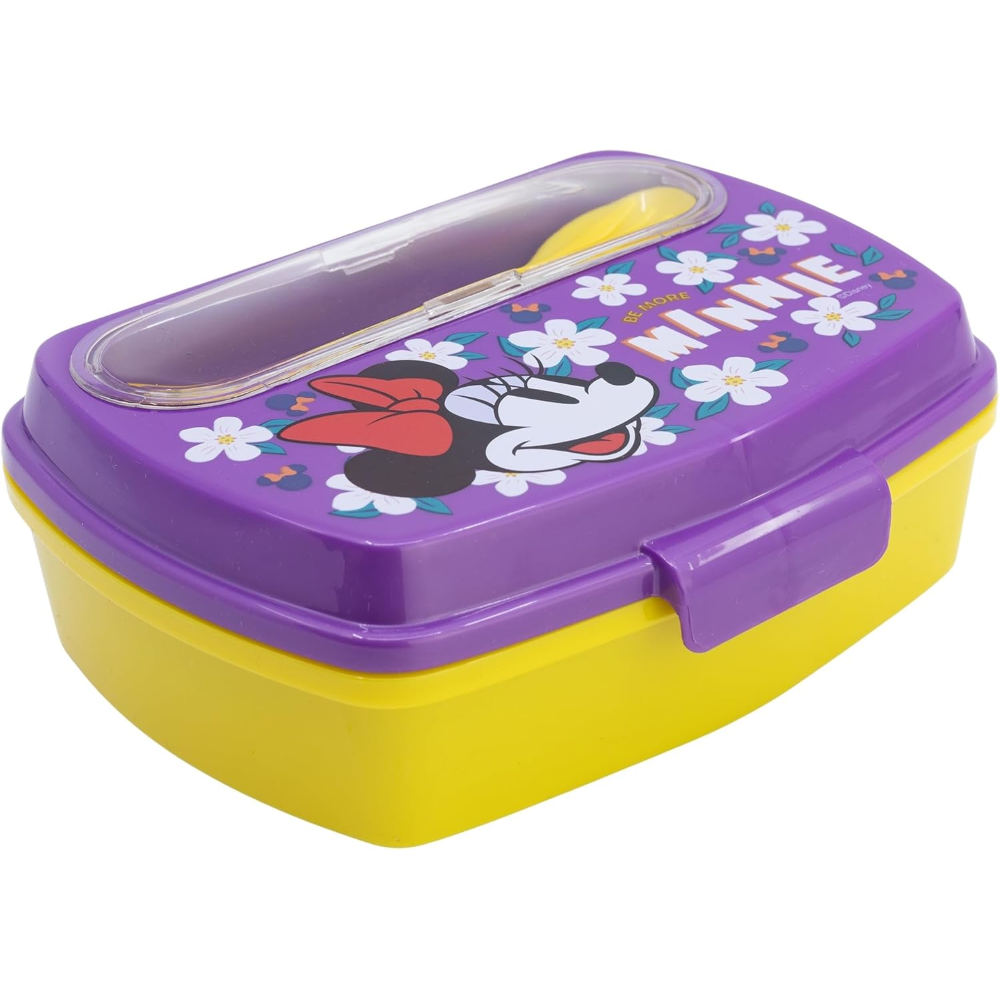 Portamerenda con Posate Minnie DISNEY Forchetta e Cucchiaio Contenitore Portapranzo - St81209