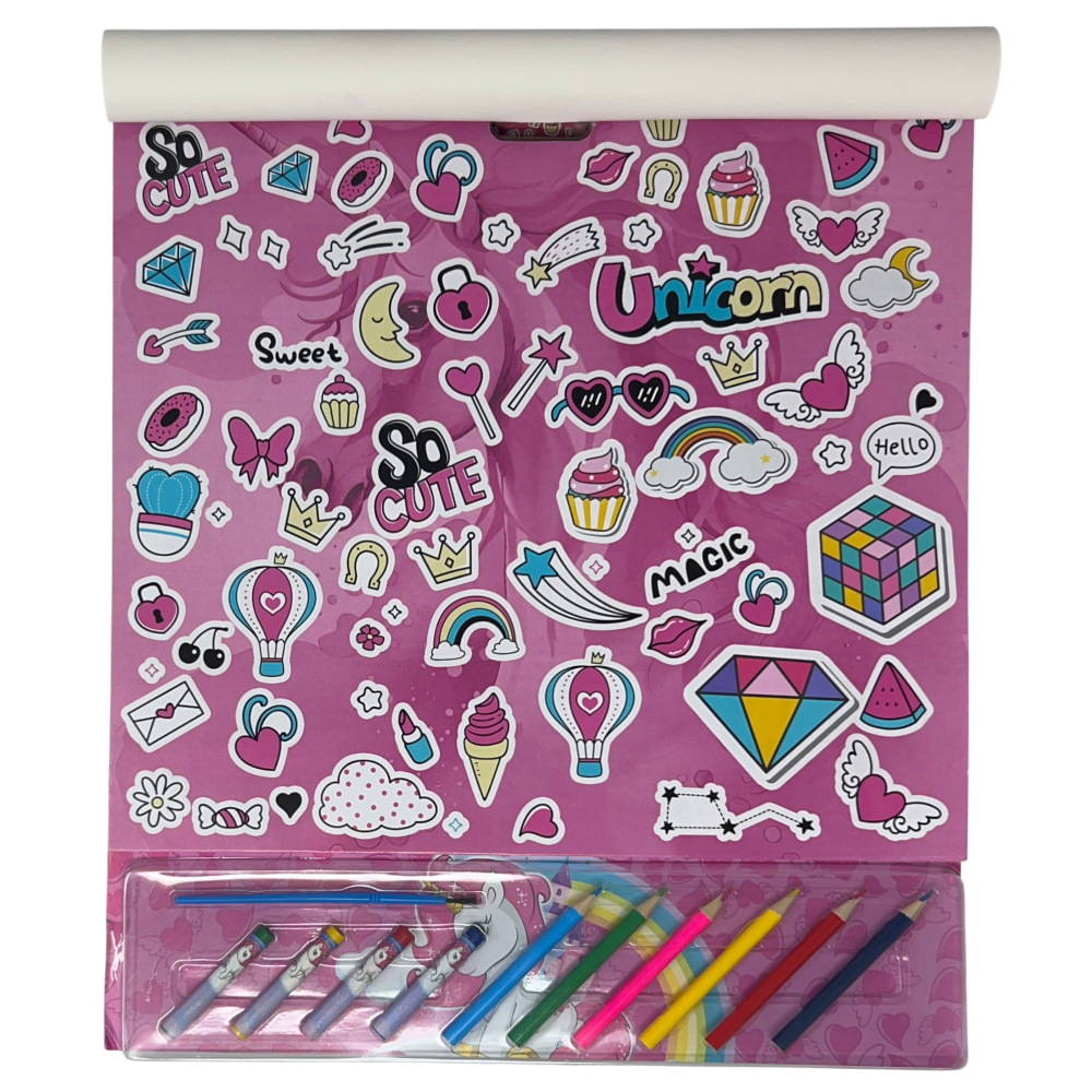 Album da Colorare con Accessori Unicorno 35 Pezzi Disegni Magici Stickers Fogli da Colorare per Bambini - Uni1147