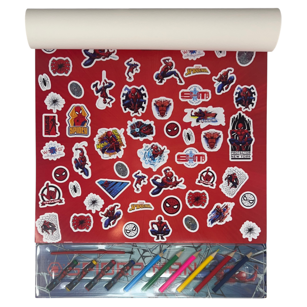 Album da Colorare con Accessori Spiderman MARVEL 35 Pezzi Disegni Magici Stickers Fogli da Colorare per Bambini - Sp1147