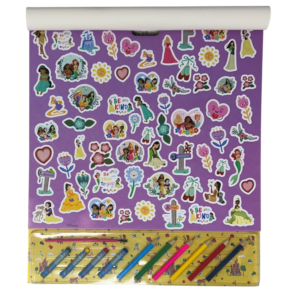 Album da Colorare con Accessori Principesse DISNEY 35 Pezzi Disegni Magici Stickers Fogli da Colorare per Bambini - Pr1147