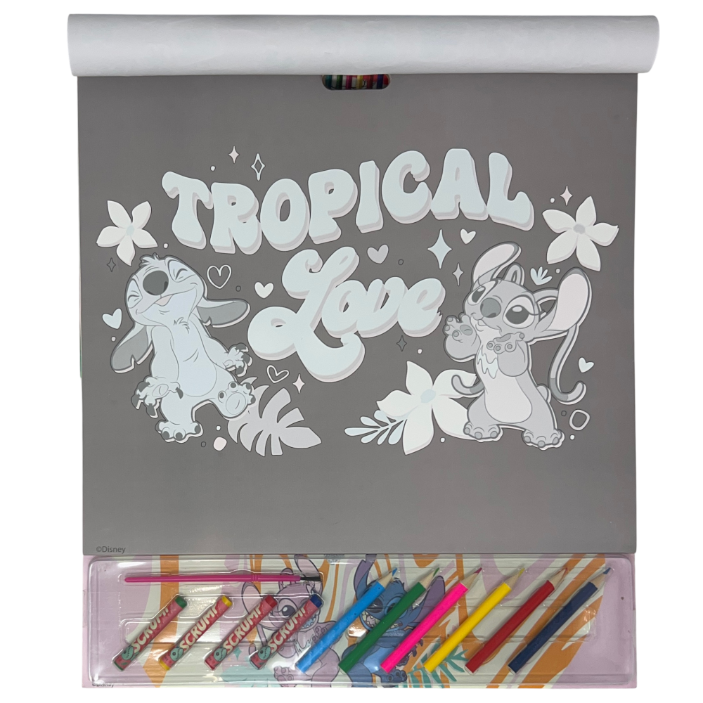Album da Colorare con Accessori Stitch e Angel DISNEY 35 Pezzi Disegni Magici Stickers Fogli da Colorare per Bambini - Lst1147