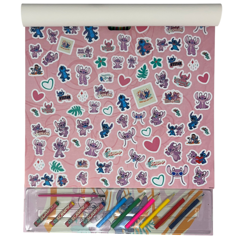Album da Colorare con Accessori Stitch e Angel DISNEY 35 Pezzi Disegni Magici Stickers Fogli da Colorare per Bambini - Lst1147