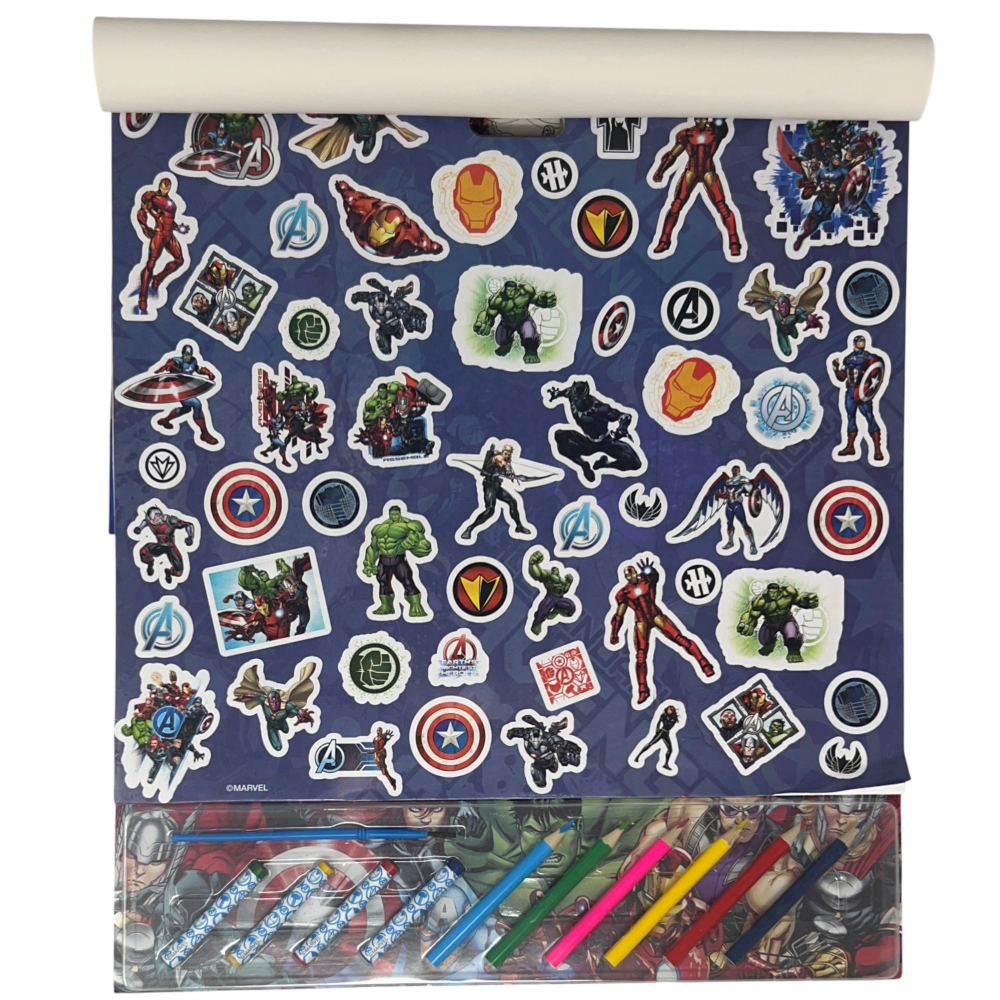 Album da Colorare con Accessori Avengers MARVEL 35 Pezzi Disegni Magici Stickers Fogli da Colorare per Bambini - Av1147