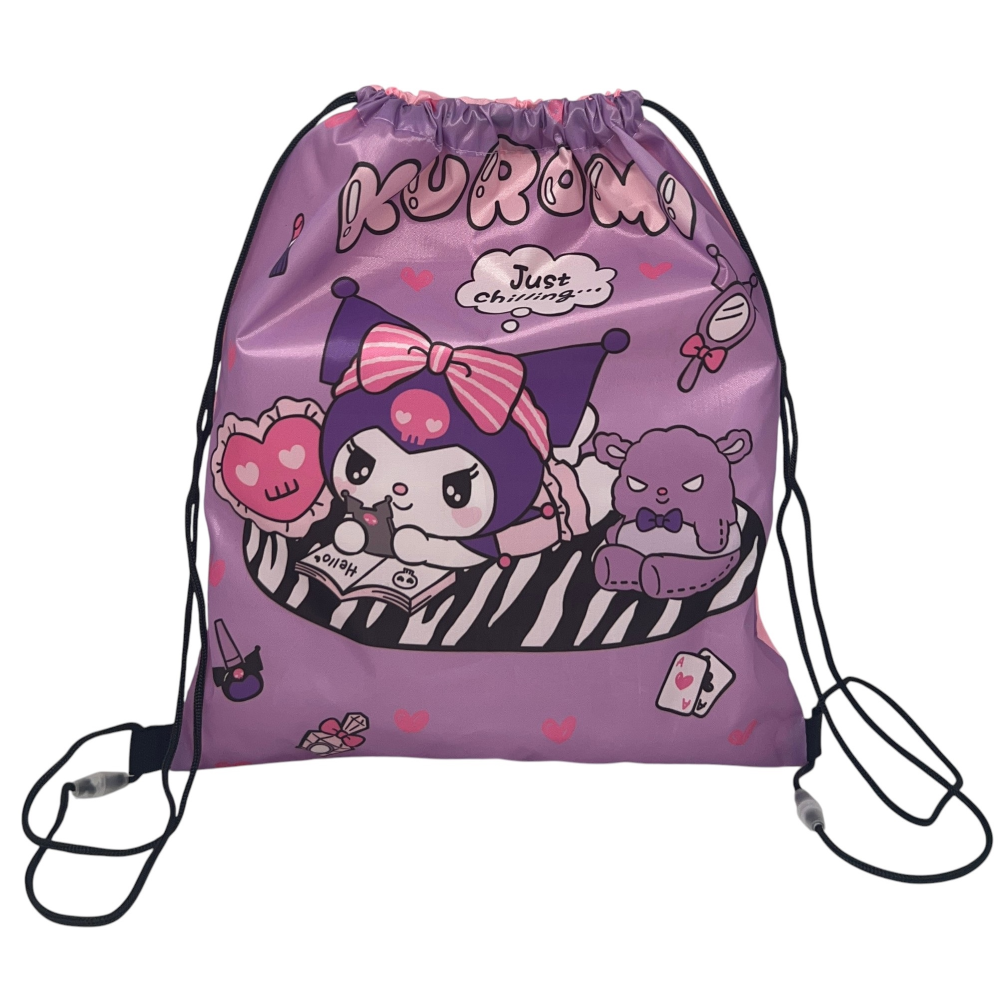 Sacca Kuromi Hello Kitty Borsa Sportiva Tempo Libero con Chiusura a Coulisse 40x35 CM -  Hk36-1598