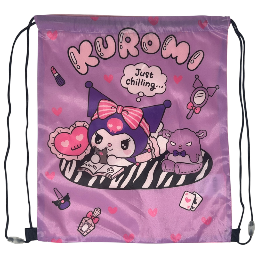 Sacca Kuromi Hello Kitty Borsa Sportiva Tempo Libero con Chiusura a Coulisse 40x35 CM -  Hk36-1598