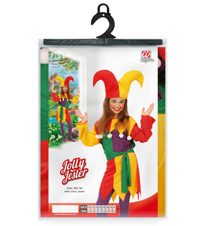 Costume Vestito Abito Travestimento Carnevale Halloween Bambina Jolly Jester - 0258