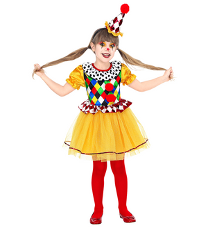 Vestito Carnevale + Accessori Clown Costume Tromba Set Trucco con Naso 4/5 Anni Travestimento - 0695+4044n+2720t