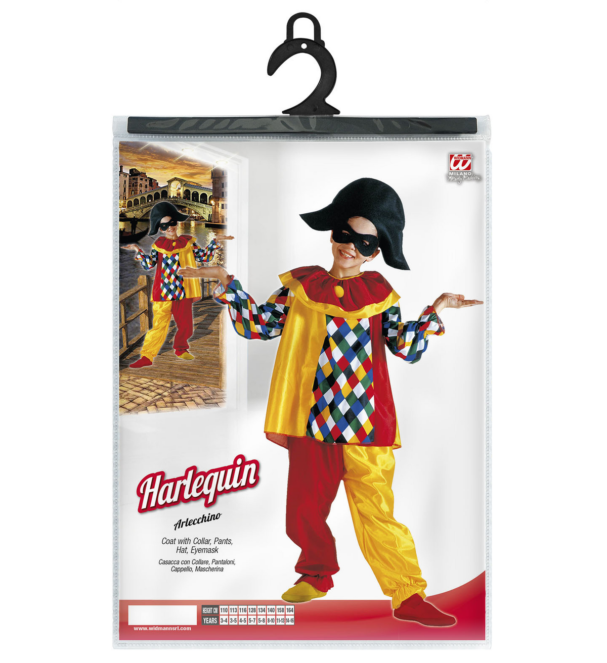 Costume Vestito Abito Travestimento Carnevale Halloween Cosplay Bambino Arlecchino - 3860
