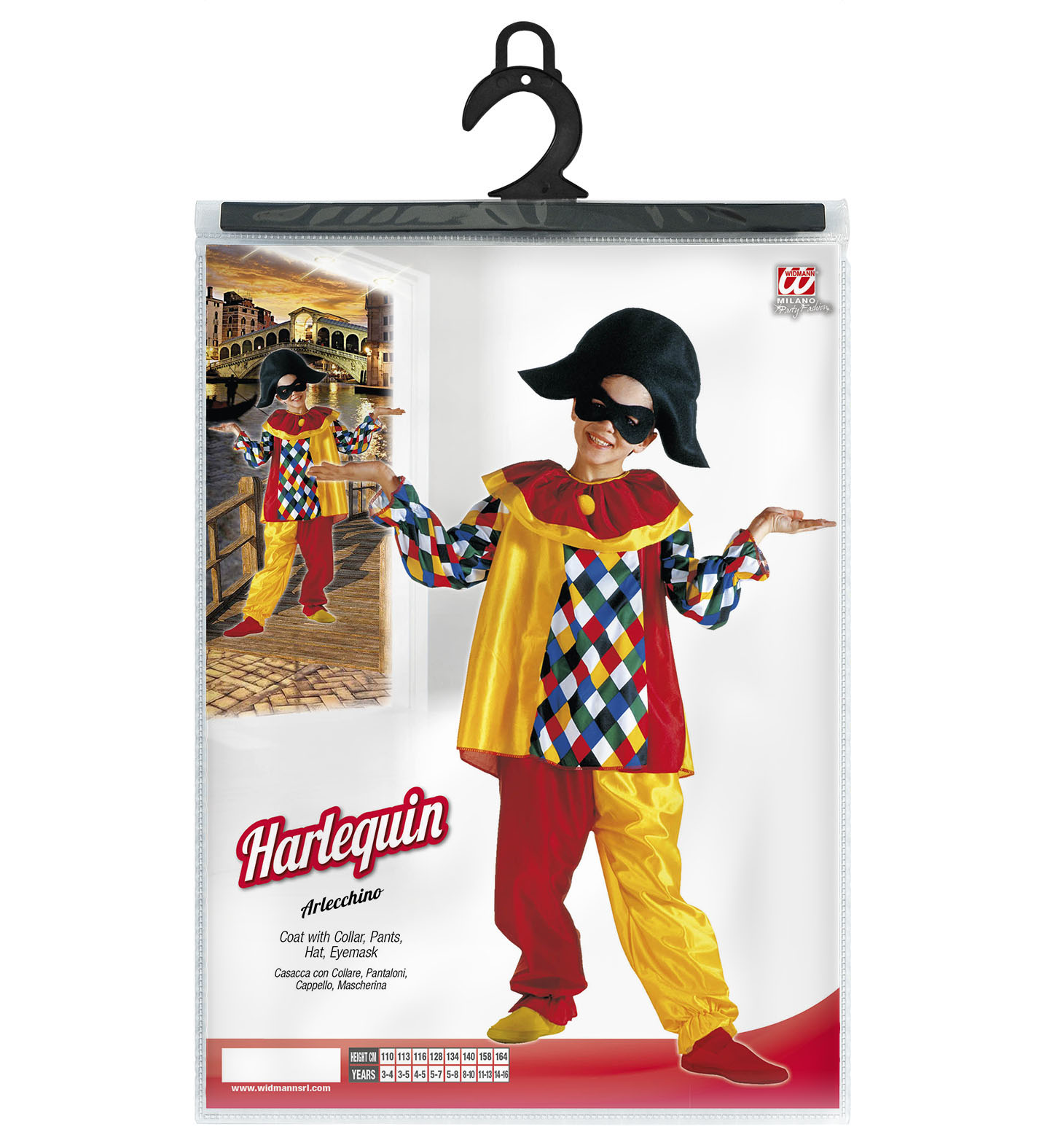 Costume Vestito Abito Travestimento Carnevale Halloween Cosplay Bambino Arlecchino - 3860