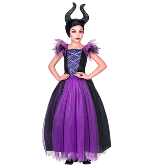 Vestito Carnevale + Accessori Malefica Abito Copricapo e Bastone Magico 4/5 Anni Travestimento - 7024+52815