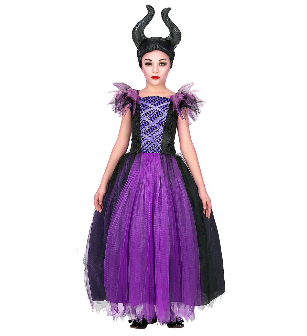 Vestito Carnevale + Accessori Malefica Abito Copricapo e Bastone Magico 11/13 Anni Travestimento - 7024+52815