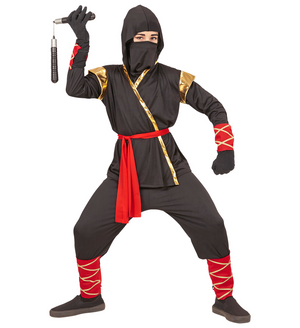 Vestito Carnevale + Accessori Ninja Costume Spada Sai 5/7 Anni Travestimento - 9681+8711s