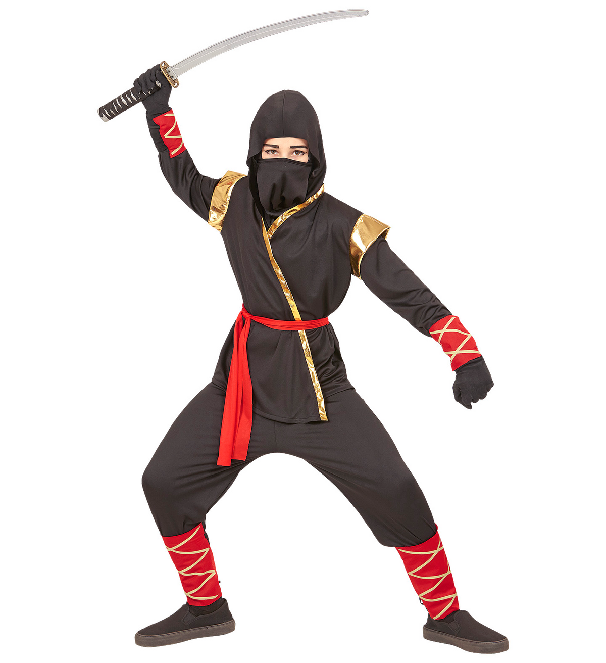 Vestito Carnevale + Accessori Ninja Costume Spada Sai 11/13 Anni Travestimento - 9681+8711s
